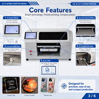 Printer UV Flatbed Otomatis A4 dengan Print Head DX7, CMYK, Putih, Varnish, Pencetakan Kartu Multiwarna untuk Kustomisasi Permukaan Datar