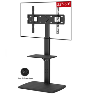 Carrello <span class=keywords><strong>TV</strong></span> <span class=keywords><strong>Mobile</strong></span> Regolabile in Altezza con Supporto da Pavimento in <span class=keywords><strong>Metallo</strong></span>/Legno e Ripiano Portaoggetti per Uso Commerciale e Ufficio - Product Image 5
