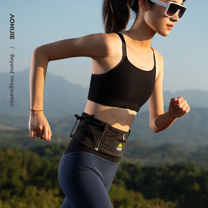<span class=keywords><strong>AONIJIE</strong></span> W8122 Riñonera negra para correr Riñonera deportiva profesional para maratón Bolsa de bolsillo para teléfono para correr Cinturón de botella de agua todoterreno - Product Image 2