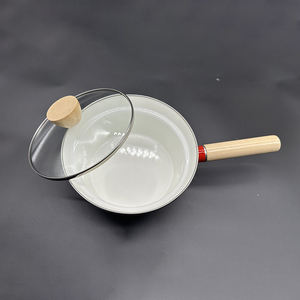 Utensilios de cocina para el hogar Olla <span class=keywords><strong>Ollas</strong></span> de alcaravea Tazón esmaltado <span class=keywords><strong>Ollas</strong></span> de leche con mango de madera - Product Image 2