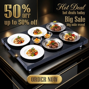 New Arrival Commercial Food Warmer Tray Coil Adjustable Temperature Tempered Glass Board 500W Manual Operation Large Square - Product Image 3