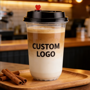 Gobelets transparents en plastique PP à paroi simple de 400 ml, 90 mm, imprimés avec logo personnalisé pour café chaud - Product Image 1