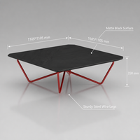 Table basse carrée minimaliste en bois, cadre en métal rouge en forme de V, style moderne, pour salon, chambre, hôtel, emballage Guangdong Mail Packing Y