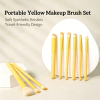 Ensemble de 9 pinceaux de maquillage jaunes à poils synthétiques et manche en bois, doux, pour anticernes et fond de teint, outils de beauté personnalisés