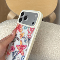 Coque de téléphone rigide transparente en PC avec imprimé animaux marins (corail) pour iPhone 17 Pro Max