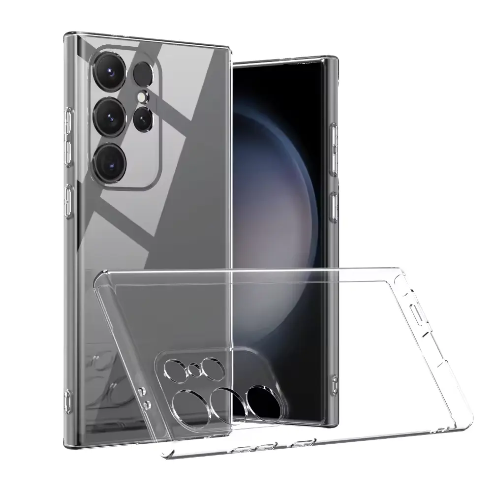 Pour Samsung Galaxy S24 Ultra Case Plus S23 22 21 Aurora Series Haute Transparence Antichoc Acrylique Clair Mince Couverture Arrière de Téléphone