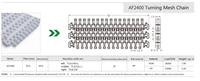 Chaînes en plastique modulaires à mailles AS-FLEX AF2400 Series Nub Top, antibactériennes, durables, respirantes, résistantes au feu, faciles à utiliser pour les convoyeurs