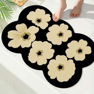 พรมปูพื้นยางกันลื่นในห้องน้ำแผ่นปูห้องน้ำกันลื่นสไตล์หรูหราแผ่นปูห้องอาบน้ำดีไซน์ลายดอกไม้สดใหม่ - Product Image 6