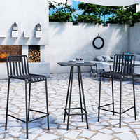 Set Meja Kursi Besi Minimalis Modern Ukuran Kecil untuk Balkon, Teras, Kafe, Kedai Teh Susu, dan Bar