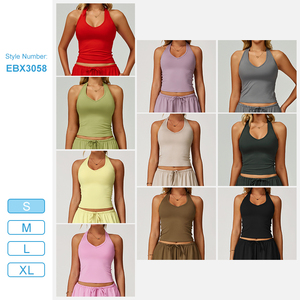 EBX3058 débardeur de yoga pour femme dos nu Push up coupe ajustée contrôle du ventre <span class=keywords><strong>col</strong></span> en <span class=keywords><strong>V</strong></span> sexy avec coussinets gilet de sport de yoga dos nu - Product Image 4