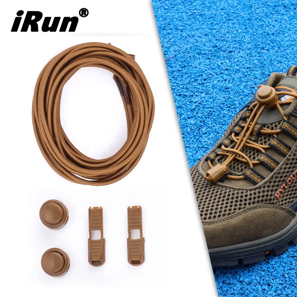iRun Safety No Tie Locking Shoelaces Unisex Elastic Round Lazy Plastic Shoe Lace Holder Elastic Laces with Fastening