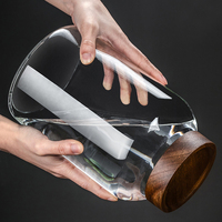 Pot de rangement pour épices en verre borosilicate à large ouverture et grande capacité avec couvercle en bois fileté pour le stockage des aliments