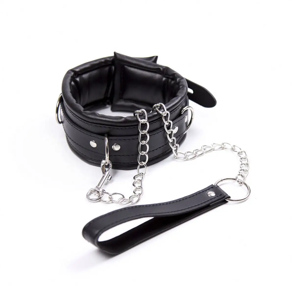Kunstleder-Halsband mit Ketten verstellbar Gürtel Choker-Manschetten Halsband BDSM Fesselungs-Angebot unterwürfige Fesseln Sklave Fetish