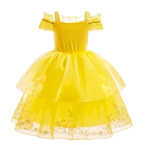 Vestido de <span class=keywords><strong>Princesa</strong></span> para Niñas, Estilo Dulce, Amarillo Floral, Disfraz de Cosplay hasta la Rodilla para Fiestas de Cumpleaños de Verano - Product Image 3