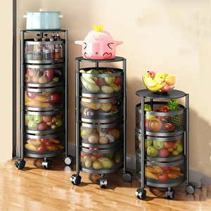 <strong>Kitchen</strong> 2/3/4/5 Tier Rotating Vegetable <strong>Shelving</strong> <strong>Kitchen</strong> Floor Multi - Layer <strong>Shelving</strong> Cylindrical Storage Rack - Product Image 1