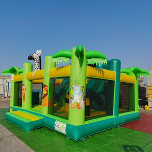 Outdoor kids party bounce house with slide parc gonflable commercial jungle <b>inflatable</b> bouncy castle combo - Product Image 2