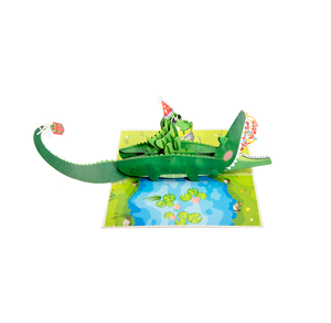Cute Funny Crocodile 3D Pop Up Greeting <b>Card</b> Premium Paper Craft Unique Birthday Surprise <b>Card</b> Gift for All <b>Occasions</b> - Product Image 4