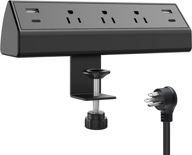 USB C Ports Fast Charging Station 3 Outlets Desktop Mount Surge Protector Power Strip ABS Material  for Home Office Desk EU