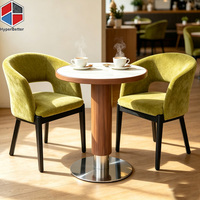 Ensemble de table basse ronde 2 places et ensemble de table de restaurant avec chaise en tissu vert