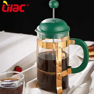 Lilac BSCI SGS LFGB 600ml 800ml 1000ml custom cafetiere cover one litre 32 34 oz coffee filter boracilicate degree french press