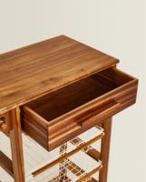 Chariot de rangement mobile à 5 niveaux avec paniers, en bois vintage, avec roulettes, organisateur multi-niveaux pour la maison et la cuisine