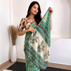 Sari indien tendance en faux georgette, modèle exclusif, qualité supérieure, sans plis, pour mariée, collection Boutique Showstopper - Product Image 1