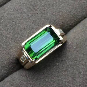 Bijou en pierres précieuses pour hommes, bague de luxe, mariage en arabie saoudite, tourmaline verte naturelle, en or 18 carats, 4,85ct - Product Image 4