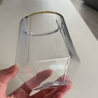 Verres à Vin sans Pied en Plastique Forme Diamant avec Bordure Or Rose 12 oz, Gobelets Jetables pour Champagne, Vin, Whisky Incassables et Recyclés