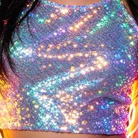 Haut court tie-dye réactif aux UV - Tenue de festival néon pour femmes en polyester/spandex