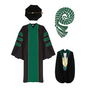 Deluxe PHD Complete Regalia Gown Fluted Hood Honor <span class=keywords><strong>Cordons</strong></span> Taille Libre Polyester Graduation Cap Uniform for Faculty England Style - Product Image 2