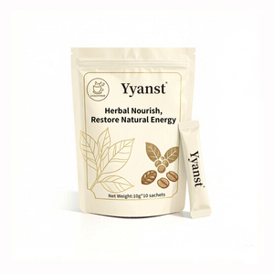 Café Instantáneo con Extracto de Plantas Herbales Naturales, 10g*10 Sobres, Bolsa Resellable con Diseño de Hoja Dorada, Bebida Botánica Pura - Product Image 1