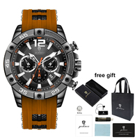 Montre Homme Gohuos 9805 de Luxe à Bracelet en Silicone, Mouvement Quartz, Étanche, Aiguilles Lumineuses, Montre-Bracelet Sportive avec Sac et Boîte Reloj