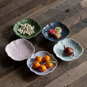 Ceramic Chinese Retro High-Footed <b>Plate</b> Irregular Shape Porcelain Fruit Platter Tea Ceremony Snack Dish Party Use - Product Image 5