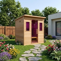 Sauna extérieur en bois massif, bain froid en bois, douche extérieure, ensemble complet SPA de jardin, entrée en verre, style jardin extérieur