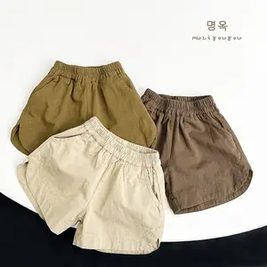 Celana pendek polos anak-anak kasual lembut celana katun 100% gaya Korea murni musim panas fashion wanita untuk anak laki-laki dan perempuan