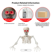 Squelette d'Halloween 2026 avec yeux lumineux, squelette demi-corps allongé au sol, accessoires de décoration pour scène de maison hantée