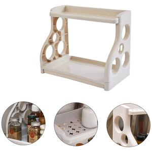 Multi-purpose Kitchen Shelf Double <b>Plastic</b> Ground Kitchen Seasoning <b>Rack</b> Detachable Porous Tool Multifunction Storage <b>Rack</b> Hot - Product Image 2
