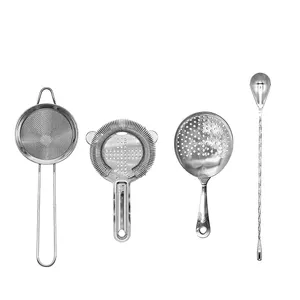4/5 In 1 Stainless Steel Silver Strainer Set For Bartender With Jigger
