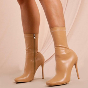 2021 New Skintight <b>Round</b> <b>Toe</b> Big Size 43 Solid Thin <b>Heel</b> Half Knee High Women Boots Side Zip Autumn Mid-calf Party Ladies - Product Image 1