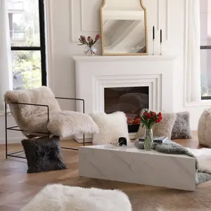 Natural Fluffy Plush Sofa Soft Home Covers Decorated Long Fur Pillow Sheepskin Cushion Real Fur Throw Pillow Sheepskin Pillow