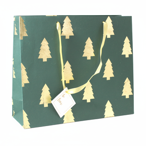 Bolsa de Regalo de Papel Hecho a Mano con Algodón Reciclado de Alta Calidad al por Mayor, con Estampado en Relieve y Asas de Cinta de Raso a Juego - Product Image 1