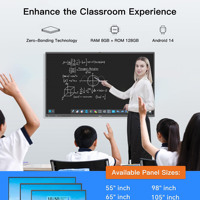 Tableau blanc interactif intelligent à écran tactile plat de 86 pouces, 4K, Android, avec présentation sans fil