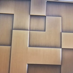 만들기 오래 된 금 황동 청동 매트 패턴 304 산성 에칭 스테인레스 스틸 벽 패널 - Product Image 1