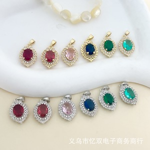 Pendentif en zircon rouge en forme de larme avec accents de diamants pour femmes, à porter au quotidien, origine Yiwu, pendentifs solitaires - Product Image 3