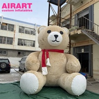 Ours en peluche gonflable géant de 4 m, ours gonflable en tissu doux avec écharpe de Noël, décorations de fêtes