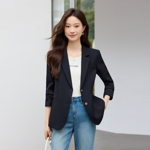 Women's Purple Casual Blazer Solid Color Polyester Anti-Wrinkle Spring Autumn Work Commute - Product Image 3
