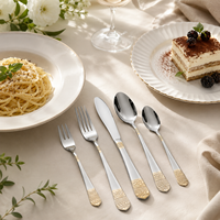 Ensemble de vaisselle de mariage en acier inoxydable, finition miroir, qualité alimentaire, réutilisable, compatible lave-vaisselle, pour hôtels, restaurants, traiteurs, vente en gros