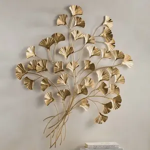树枝金属墙艺术生命之树墙装饰独家黄金金属叶墙艺术室内装饰低价