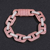 Collier de baguette cubaine de luxe Hip Hop chaîne de grains de café glacé de 15mm avec pavé de diamants pour hommes et femmes