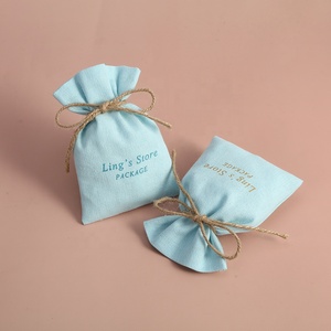 Bolsa de Lona de Lujo de Alta Calidad, Diseño Único, Color Azul Agua Claro, Mini, Pequeña, con Logotipo Personalizado, para Mujeres y Niñas, para Joyería - Product Image 1